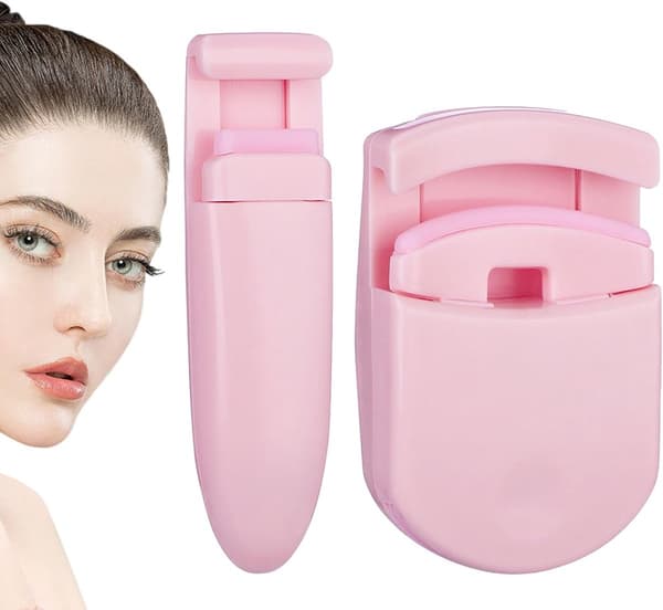 2-piece Eyelash Curler - With Extra Replacement Pads - Portable - Suitable for Partial and Full Eye Makeup - Pink