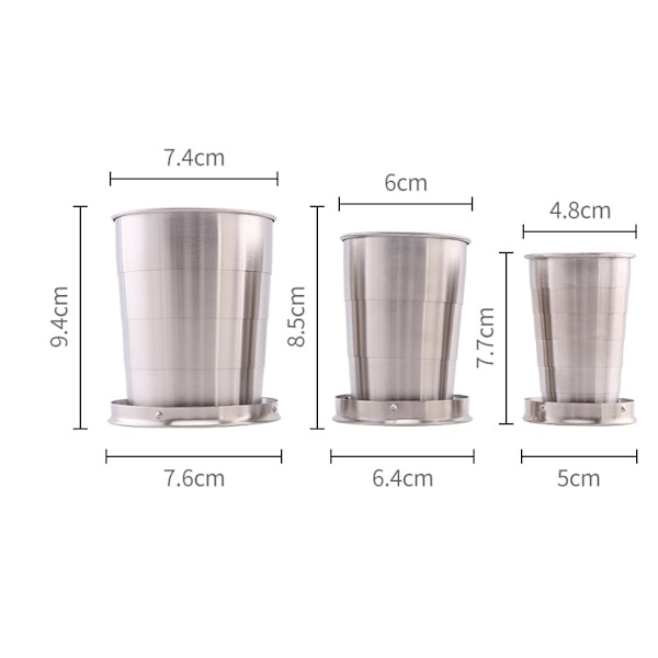 Sammenleggbar shotglass (8 oz) i rustfritt stål - BPA-fri