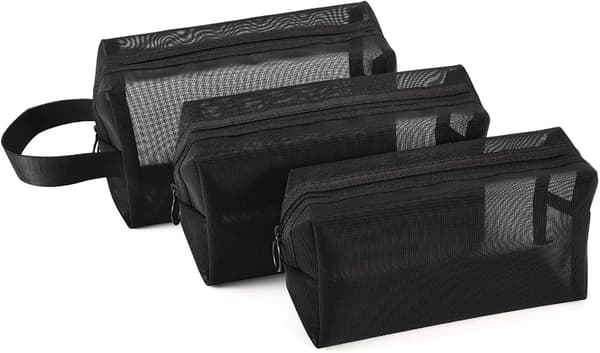 Nylon makeuptaske, mesh kosmetiktaske med lynlås til mænd
