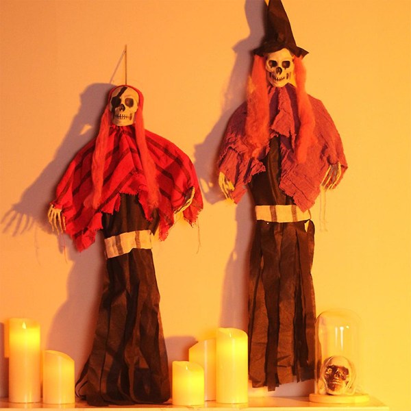 Halloween Hængende Spooky Scary Skull Flyvende Enøjet Pirat Hexe Kappe Skelet Vedhæng Spøgelseshus Dekoration B