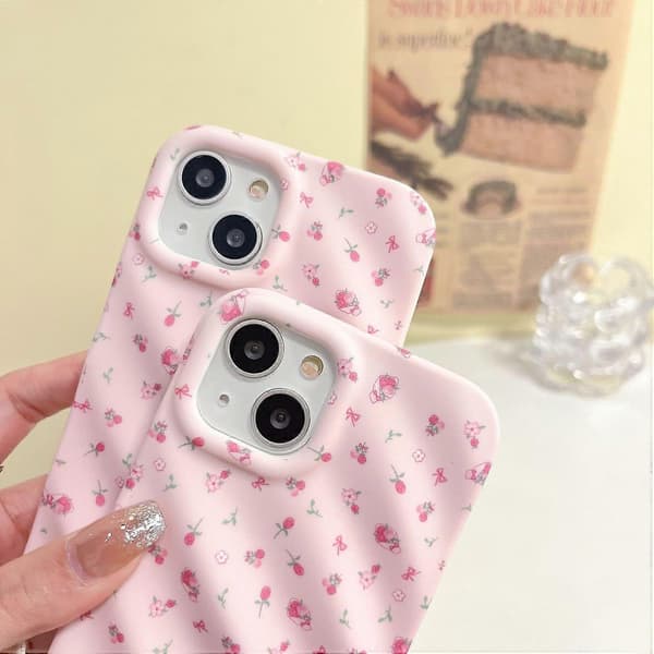 For iPhone 15 Pro Case Pink Floral Pattern TPU Phone Case