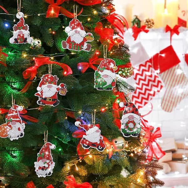 12 st jul DIY diamantmålning nyckelring, tomte 5D Fu