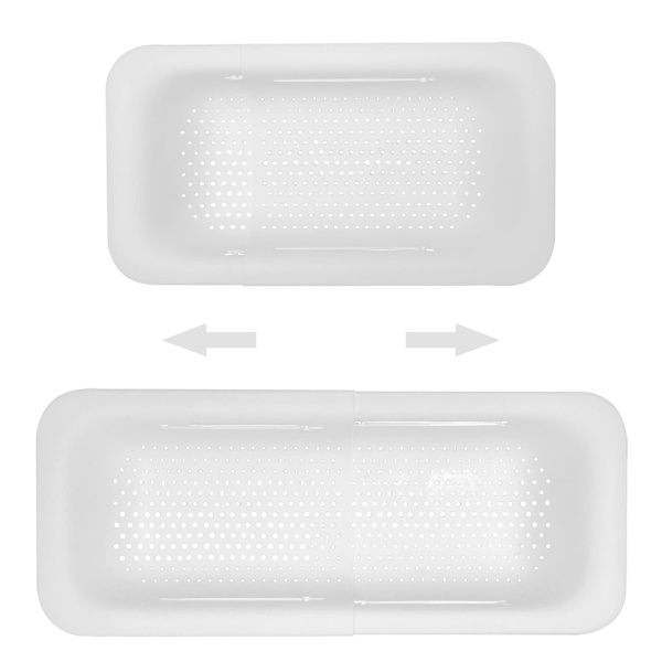 Hopfällbar expanderbar sil korg durkslag, över diskbänken sil för kök, plast multifunktionell avloppskorg (vit)