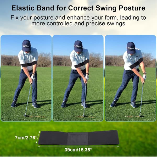 Right-Handed Golf Training Aid, Golf Training Aid Swing Trainer with 1 Arm Posture Correction Strap, Telescopic Golf Simulator, Golf Practice