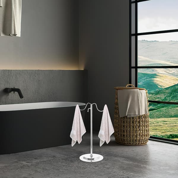 Bag Display Stand Towel Holder Stainless Steel Round Base with Multiple Hooks