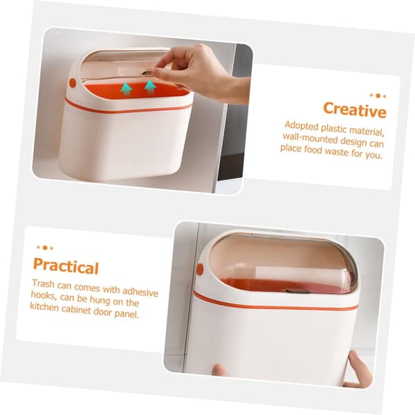 Wall-mounted Trash Can Small Kitchen Compost Bin Modern Lid Compact