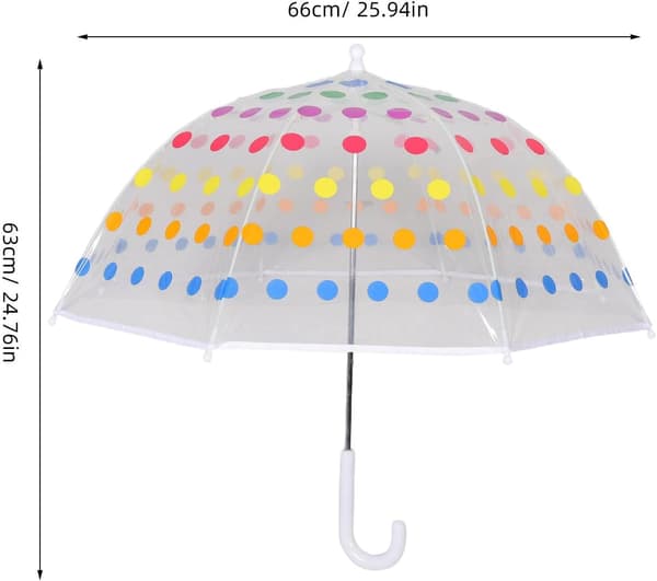 Kupolformat bubbelparaply för barn med färgglada prickar för åldrarna 2-5