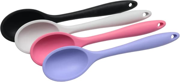 Silikoneske til middagsbord, ske til dessert, køkkenredskab - sort