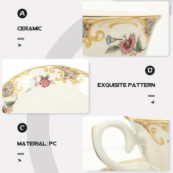 Ceramic Teacup with Saucer Milk Mug Porcelain Decorative Practical Tableware for Office and Cafe