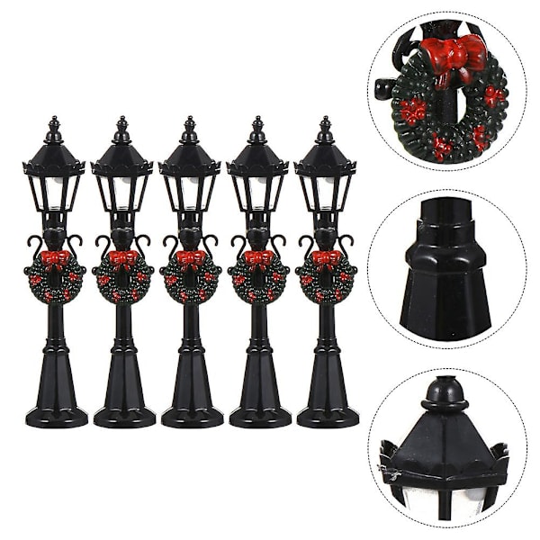 5 stk Utendørs Dekor Modell Jernbanetog Lampe Utendørs Sti Lanterne Plass Miniatyr Landskap Ornament