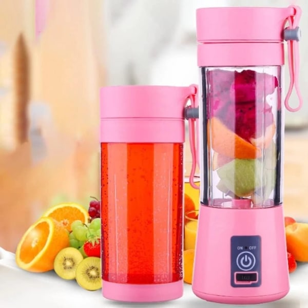 Bærbar Blender Multifunksjonell USB Elektrisk Blender Mat Smoothie Maker Blender Rørbar Oppladbar 6-blad Fruktjuicekopp (rosa)