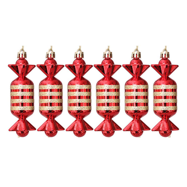 Set of 6 Christmas Tree Ornament Set Shatterproof Ornament Balls for DIY HomeRed