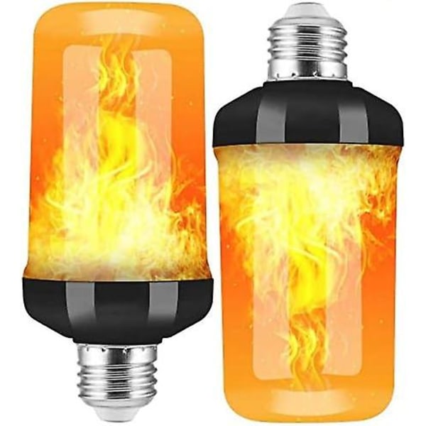 2 pakke E27 LED flamme lyspærer 4 moduser med gravitasjonssensor flamme lyspære for innendørs/utendørs/bar/fest juledekorasjon