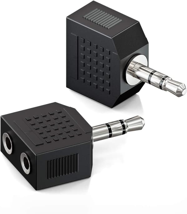 2X 3,5 mm Jack Stereo Audio Splitter Adapter 1x 3,5 mm Jack til 2X 3