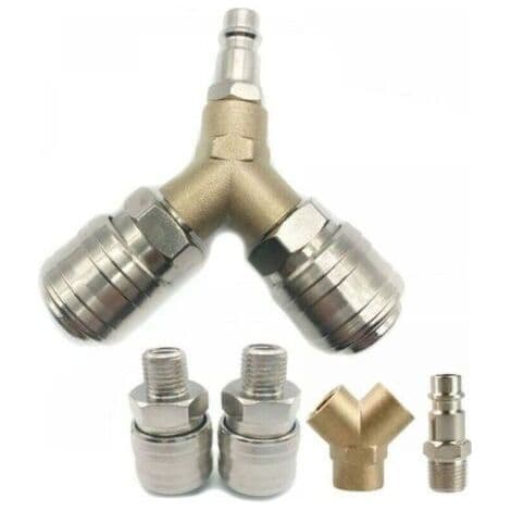 Air Compressor Coupling, Compressed Air Distributor, 1/4 \" Compressed Air Coupling, 3-Way Quick Connector for Compressed Air with Y-Distributor with External Thread