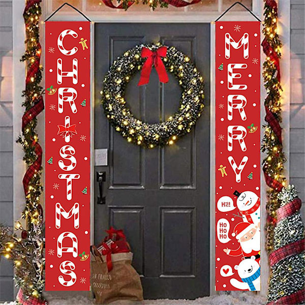 God Jul Veranda Skylt Tomte Snögubbe Julhängande Banner Semester Hem Inomhus Utomhus Dörr Vägg Dekoration