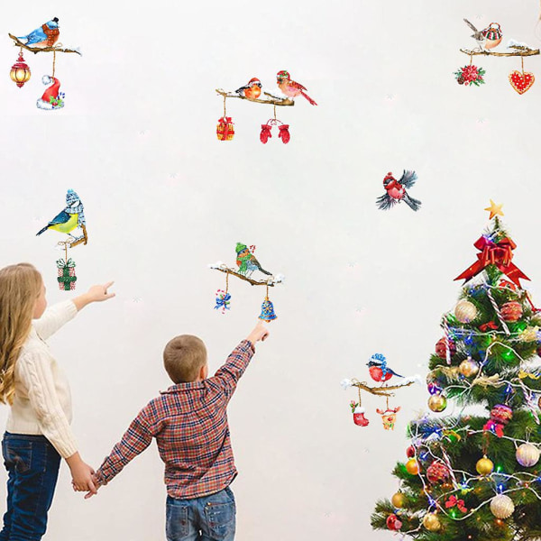 Julevindusklistremerke robin tree prop vegg glass klistremerke dekal dekorasjon