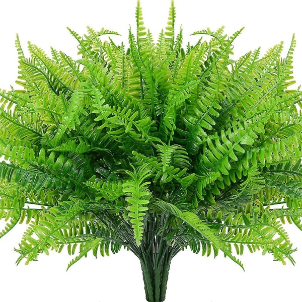 4 stk Kunstige Boston Bregne Plastplanter Busker Kunstige Bregner Plante For Utendørs UV-resistent (grønn)