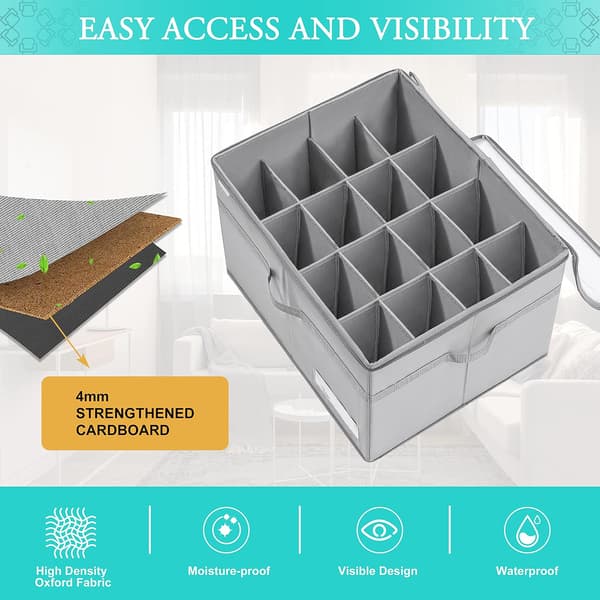 Shoe Rack for Wardrobe, Holds 16 Pairs, Large Shoe Storage Box, Clear and Foldable Grey