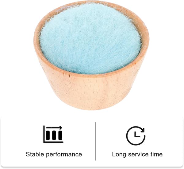 Needle Felt with Wooden Base Portable Needle Organizer Blue Semicircular Sewing Holder