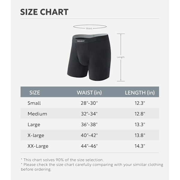 Miesten alusvaatteet ComfortSoft Kosteutta siirtävät, hengittävät puuvillabokserit miehille 6 kpl musta Black XXL