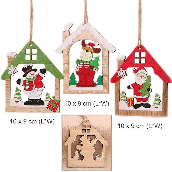 Træjulepynt 9 stk. Træjuletræspynt Træjuletræspynt Juletræspynt Julepynt H