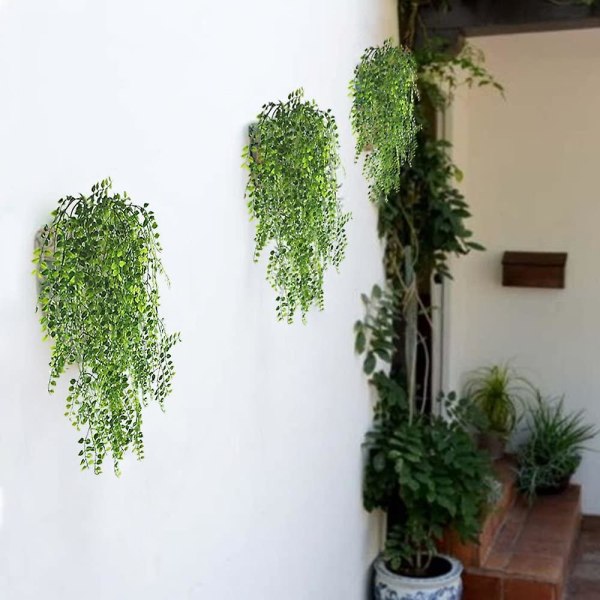 Konstgjord murgröna vinstockar 2 st konstgjorda hängande vinrankor växter falska grönska murgröna krans för bröllop utomhus vägghängande plantera staket spaljé
