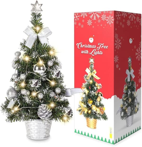 Christmas Tree Decorations, Desktop Christmas Tree, 40 cm High Desktop Christmas Tree with Hanging Ornaments [Ho]