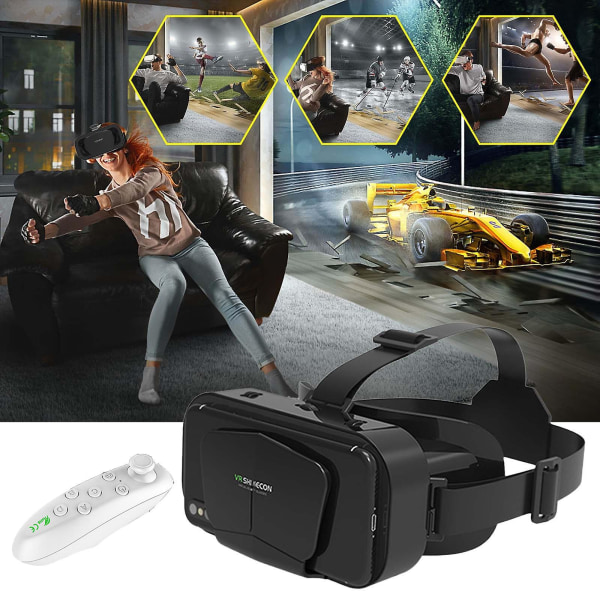Vr 3d Virtual Reality-briller for 4,7-7 tommers mobiltelefoner med briller Egnet for filmer med Rem Black