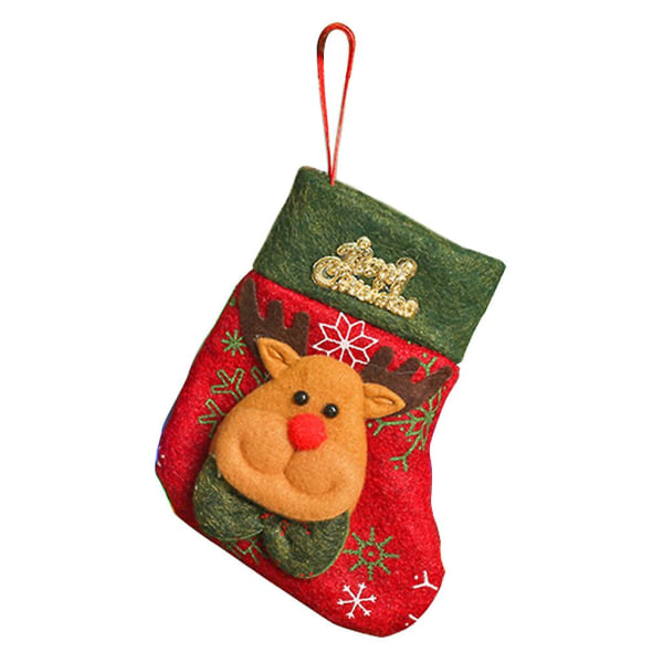 Julstrumpor av Nonwoven Tyg med Tomte, Snögubbe och Rensa - Godispåsar för Eldstad, Julgran, Festdekoration - 2 Snögubbar