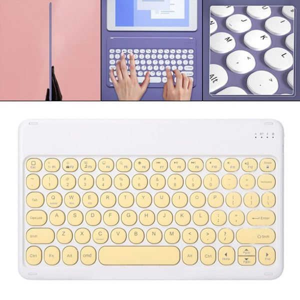 Bluetooth Tastatur Genopladelig Trådløs Tastatur til Gul Knapt Bluetooth Tastatur