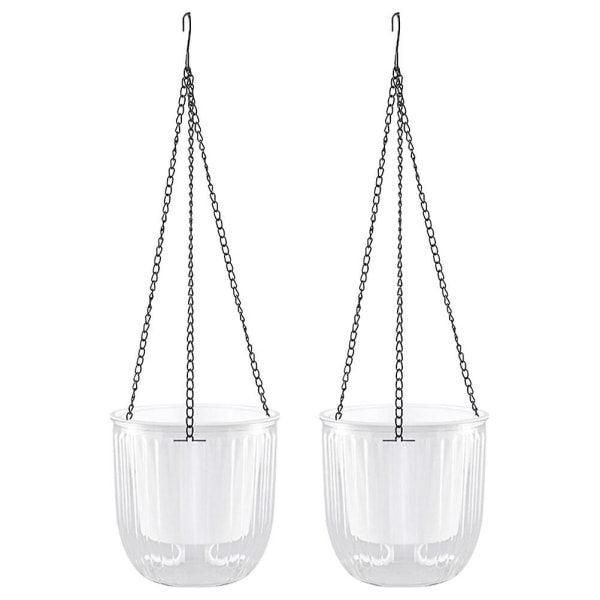 2 kpl Itsekasteltava Riippuva Kukkaruukku Sisätiloihin Riippuva Kukkaruukku Ulkotiloihin Riippuva Kasviruukku Kori Valkoinen16 White 16.5X15CM