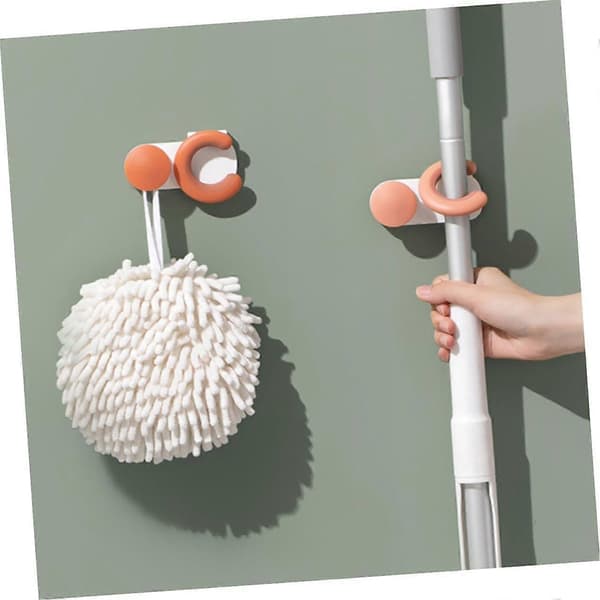 2-pak Moppekrog Badeværelsesmoppeholder Clips til Moppe Organizer Kost Holder Løftekrog Moppe Organizer Holder Kost Holder