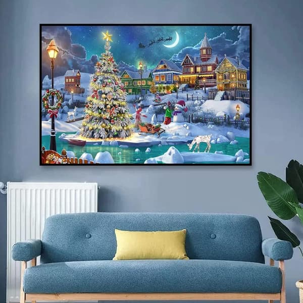 30*40cm jouluyön timanttimaalaus, DIY 5D timanttimaalaus