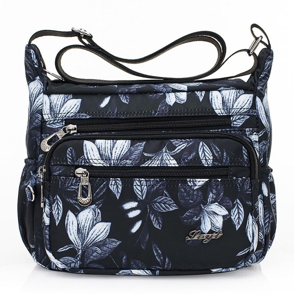 Nylon, blommig, korsad väska med flera fickor för kvinnor Reseaxelväska Stil 1