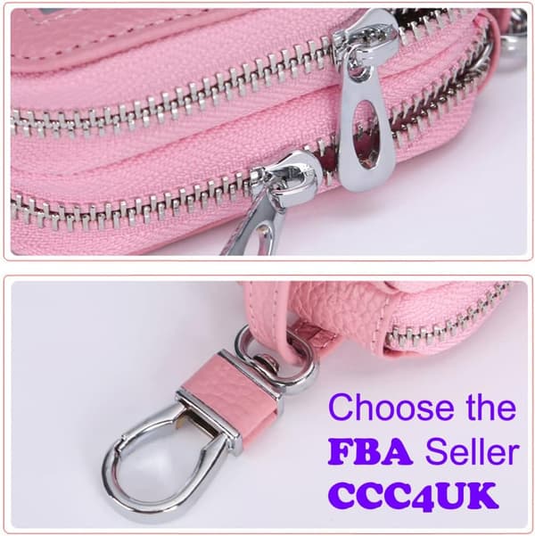 Leather Keychain with Double Zippers