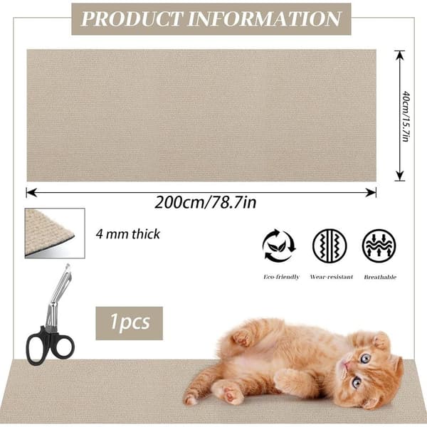 Selvklebende klorebrett, khaki katteklormatte, katteklormatte, katteveggmatte, katteklorebrett, katteklorevegg (200 cm x