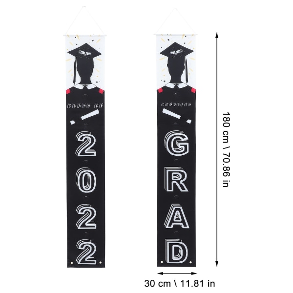 1 par Grattis Graduate Couplets Graduation Party Veranda skylt Banners 2022 Graduation CoupletsSvart180X3 Black 180X30CM