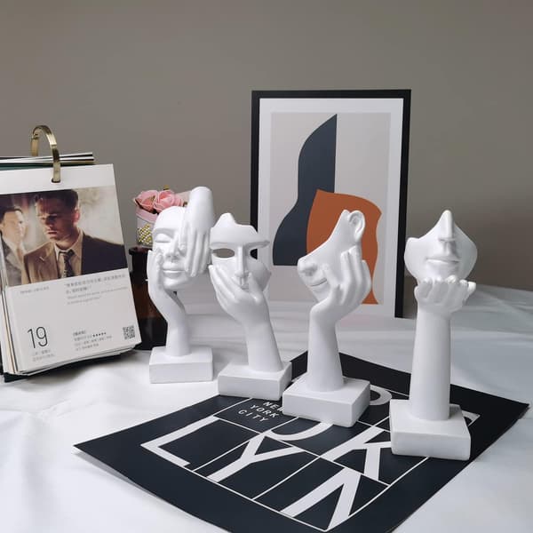 Masque, dekorativa figurer, modern vardagsrumsdekoration, staty