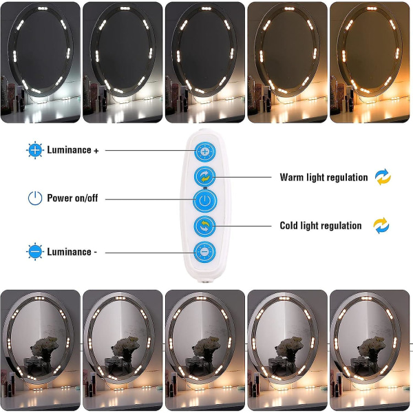 Himmennettävät LED-peilivalot, valaistu meikkisetissä oleva peilivalo LED-valoilla 5 väriä 5 kirkkaustasoa meikkilamppu USB-virtajohdolla himmennettävä