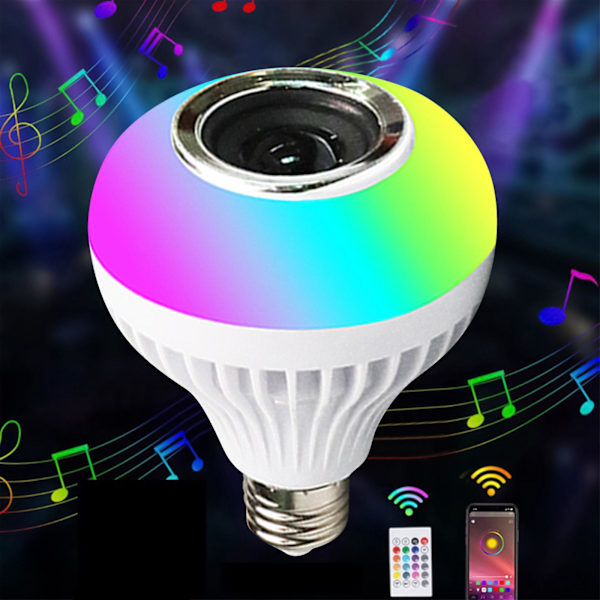 Smart Home Lys, LED Pære med Integreret Bluetooth Højttaler, E27 RGB Skiftende Lampe Trådløs S