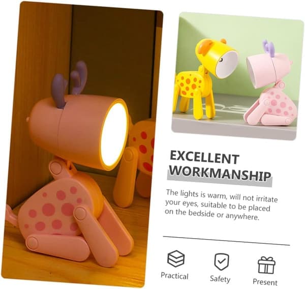 LED Night Light in Deer Shape - Portable Table Lamp with Warm Light for Children's Room, Christmas Gift [Ho]