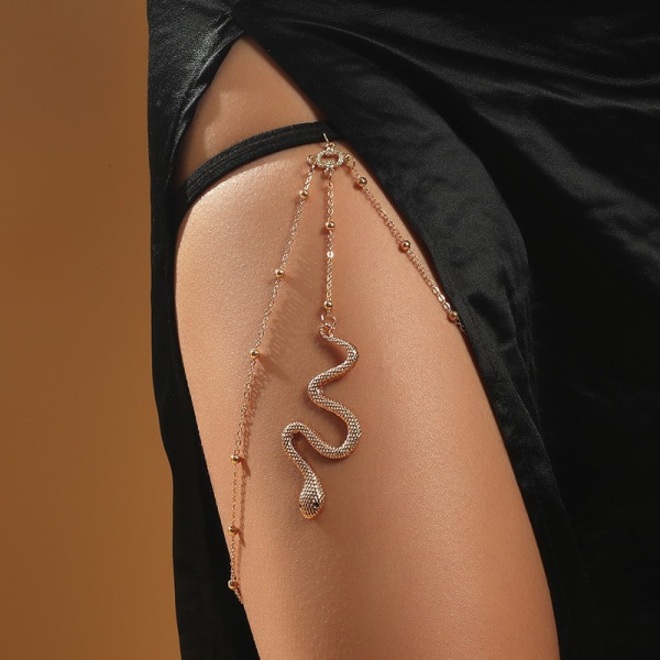 Edderkoppbenkjede Perlelagdelt lårkjede Slange Insektkroppskjede Sommerstrandtilbehør Smykker for kvinner og jenter (slange)
