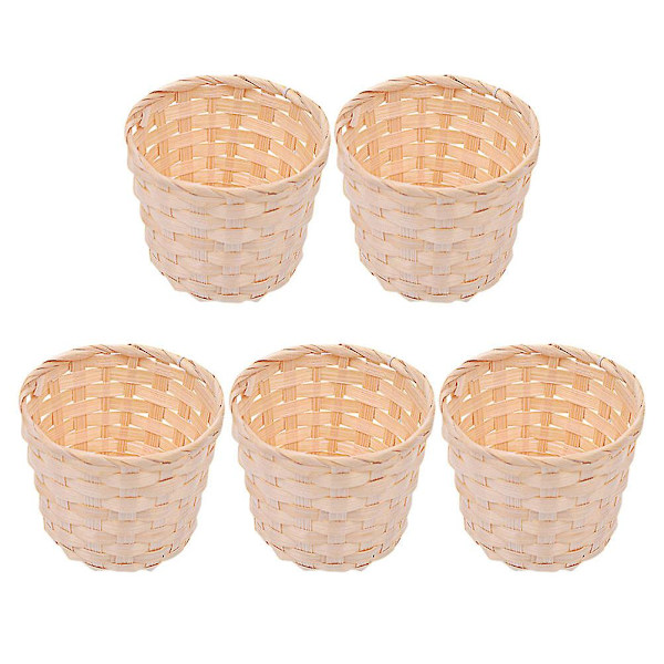 5 stk. Hjemmetilbehør Dekoration Træflis Kurv Vævet Diverse Kurv Mini Diverse Holder 8,5X8,5X7CM