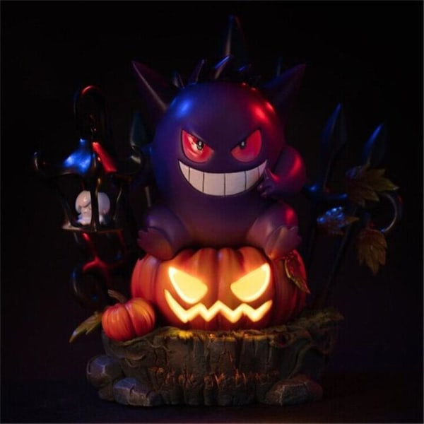 Halloween Pumpkin Gengar King Staty Resin Hantverk Dekorativ Lampdekoration