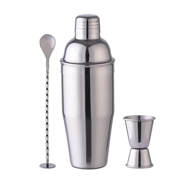 Stor 23 oz Cocktail Shaker Sæt i Rustfrit Stål - Martini Shaker Sæt med Indbygget Si, Dobbeltsidet Jigger og Ske