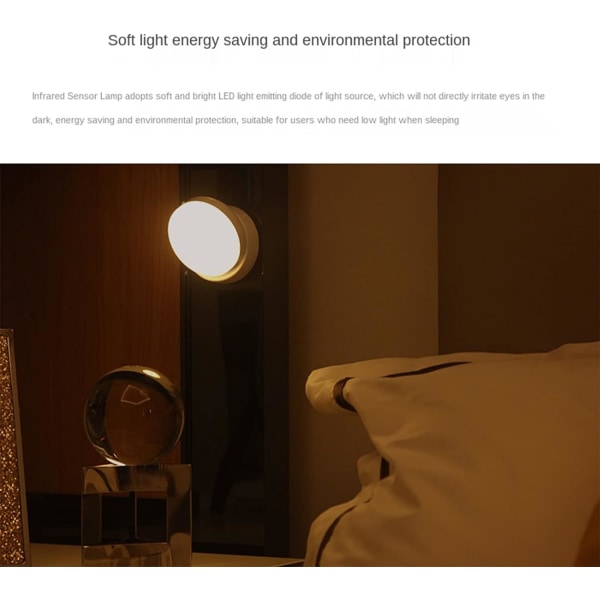 USB Genopladeligt Natlys, Kropsføler LED Lys, 360 Graders Drejelig Magnetisk Base, Bærbar og Flytbar Lampe til Skab Soveværelse Køkken Gang Trapper Opladning Varmt Lys