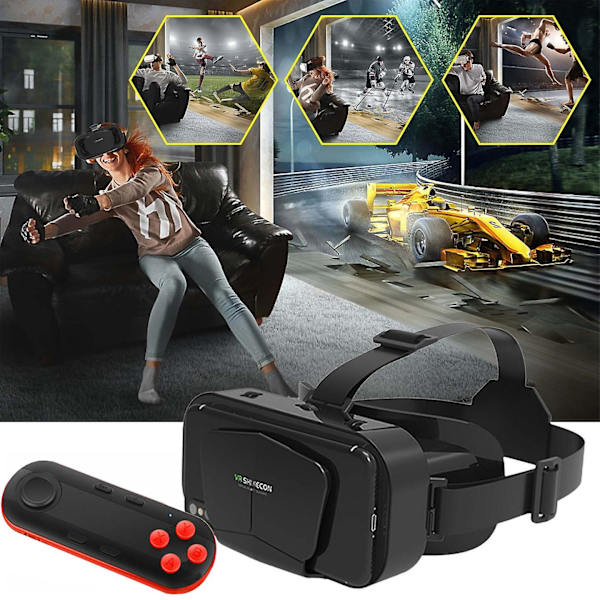 VR Virtual Reality Briller til 4,7-7 tommer Mobiltelefoner med Briller Velegnet til Film med Fjernbetjening