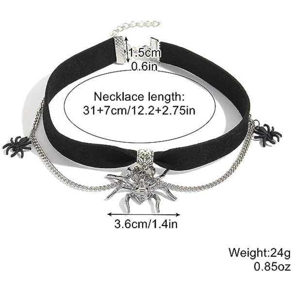 Halloween Choker Halskæde Døds-Edderkop Vedhæng Halskæde Dobbelt Dæk  Uhyggelig Sort Choker Sjov Halloween Halskæde Gave f