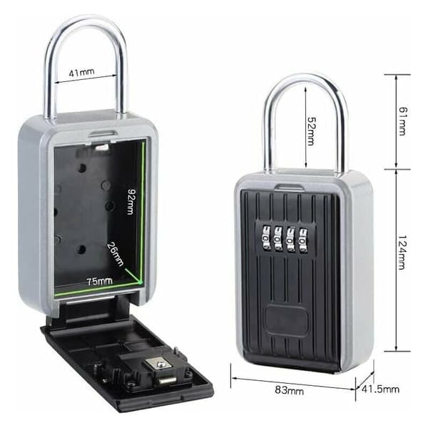Wall Mounted Key Box, Waterproof Combination Padlock, Secure Key Storage, Aluminum Alloy, Portable Security Lock with Sliding Cover for